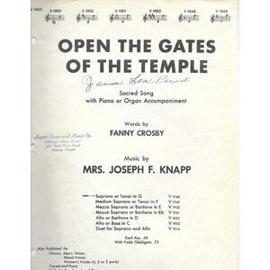 Open the Gates Temple 1903 Fanny Crosby Soprano Tenor G